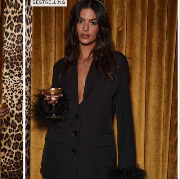 12th Tribe Jackets & Blazers - Black suit coat with feathers on the sleeve. The Tease Me blazer